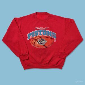 Vintage Detroit Pistons basketball shirt Sweater retro tee red sweatshirt K789